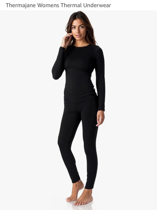Sweaters - Women's Thermal Top & Legging Set - Black
